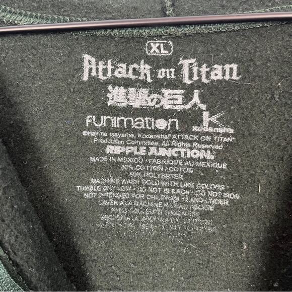 Attack On Titan Wings Of Freedom Anime Green Full Zip Hoodie Sweatshirt Mens XL - Picture 5 of 13